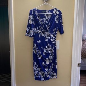 LAUREN Ralph Lauren Mid-length sleeve blue floral dress